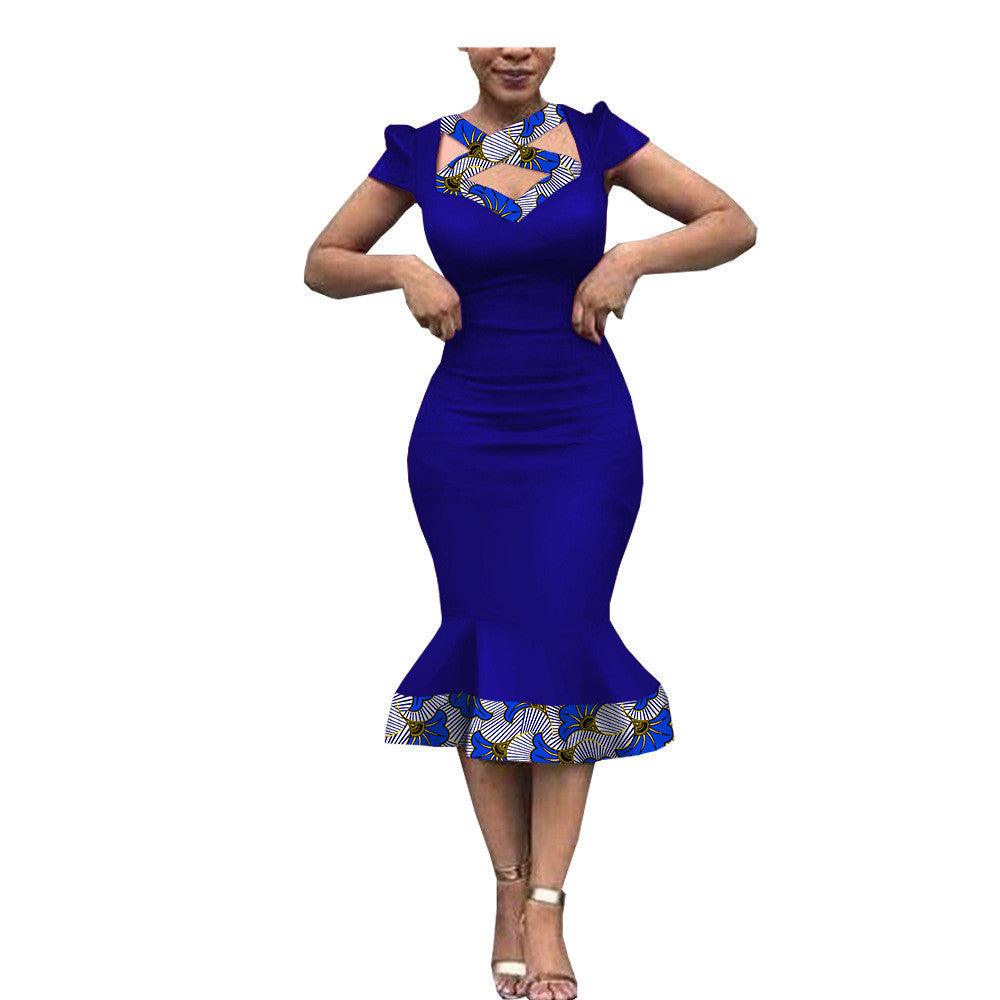 New Style African Ethnic Characteristic Batik Printed Cotton Dress Dress Skirt - melvincucci