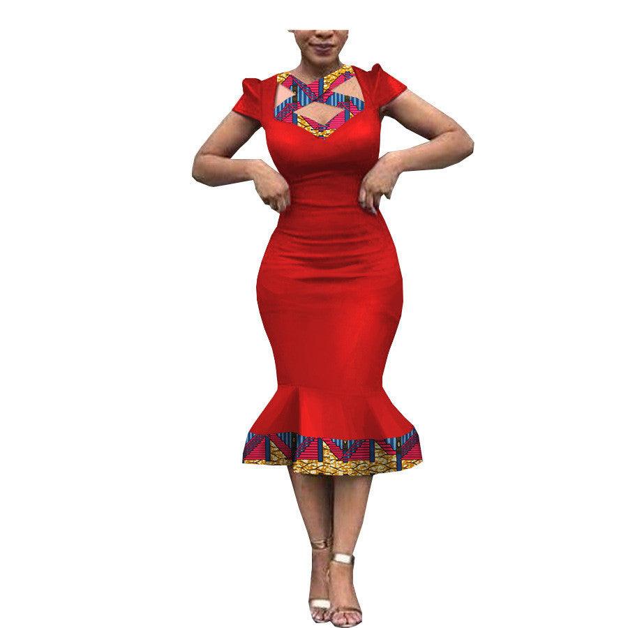 New Style African Ethnic Characteristic Batik Printed Cotton Dress Dress Skirt - melvincucci