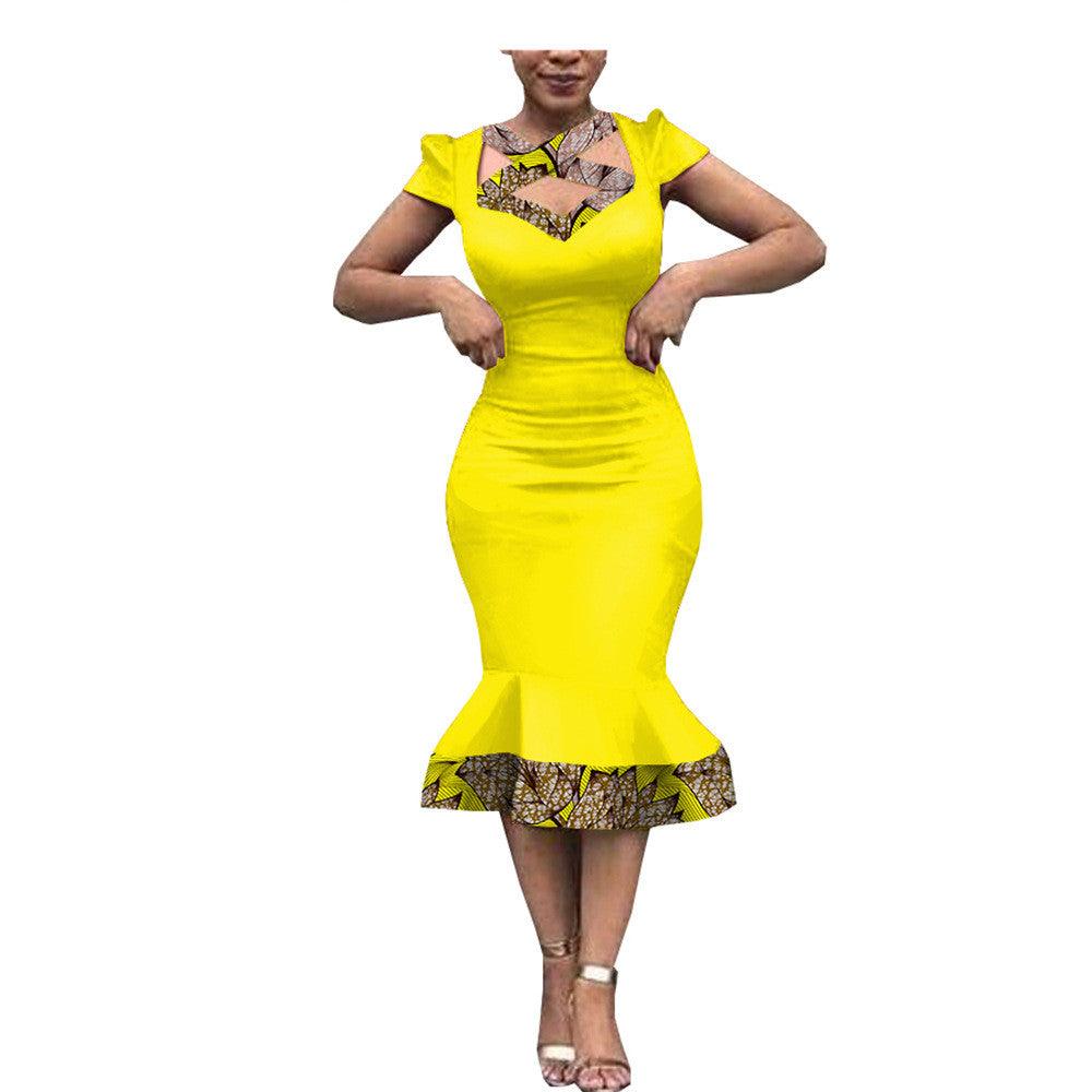New Style African Ethnic Characteristic Batik Printed Cotton Dress Dress Skirt - melvincucci