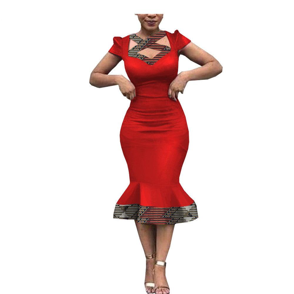 New Style African Ethnic Characteristic Batik Printed Cotton Dress Dress Skirt - melvincucci