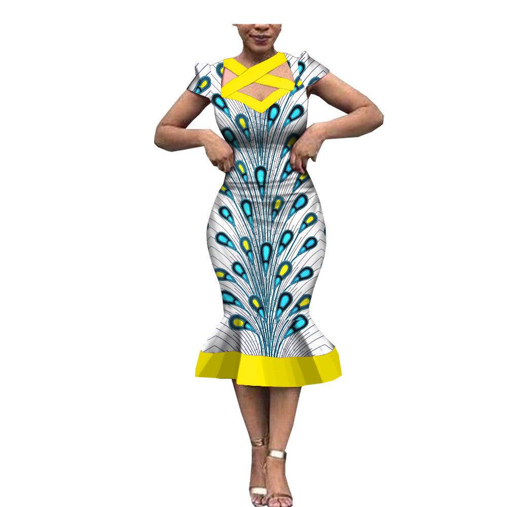 New Style African Ethnic Characteristic Batik Printed Cotton Dress Dress Skirt - melvincucci