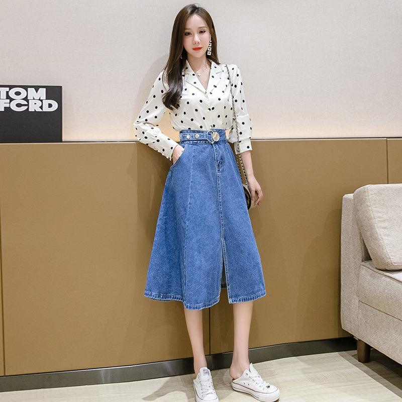 New Style Denim Skirt Women High Waist Mid-Length - melvincucci