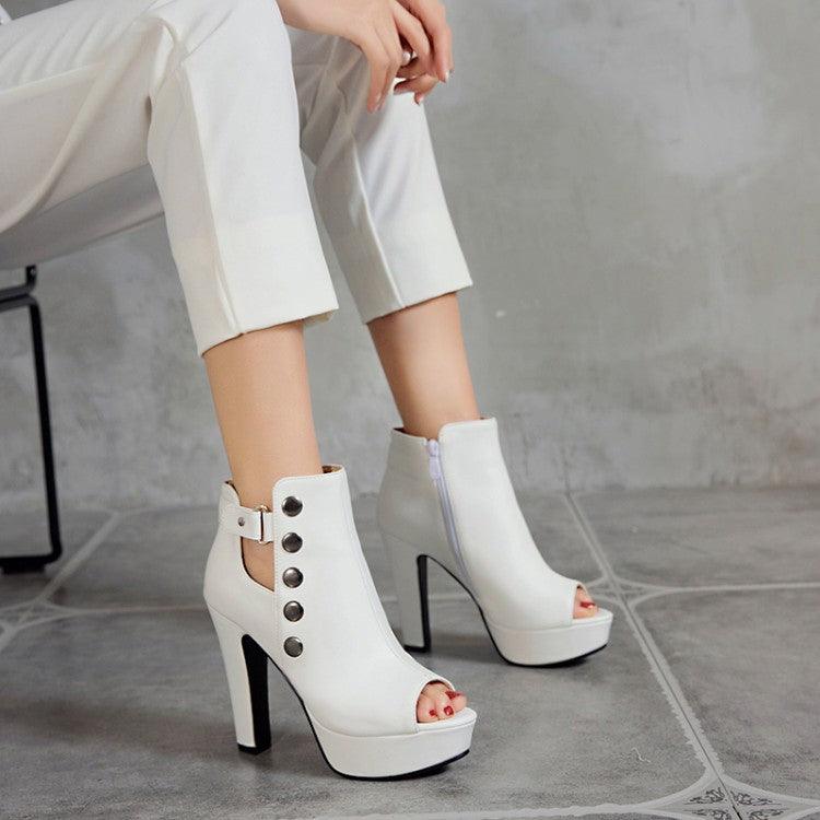 New White Ladies Platform Zipper Shoe Sexy High Heel Fish - melvincucci