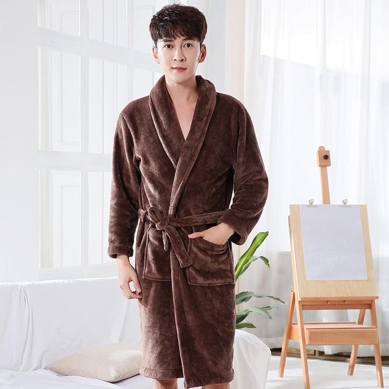 Nightgown Thickened Long-sleeved Enlarged Coral Velvet Bathrobe Mid-length - melvincucci