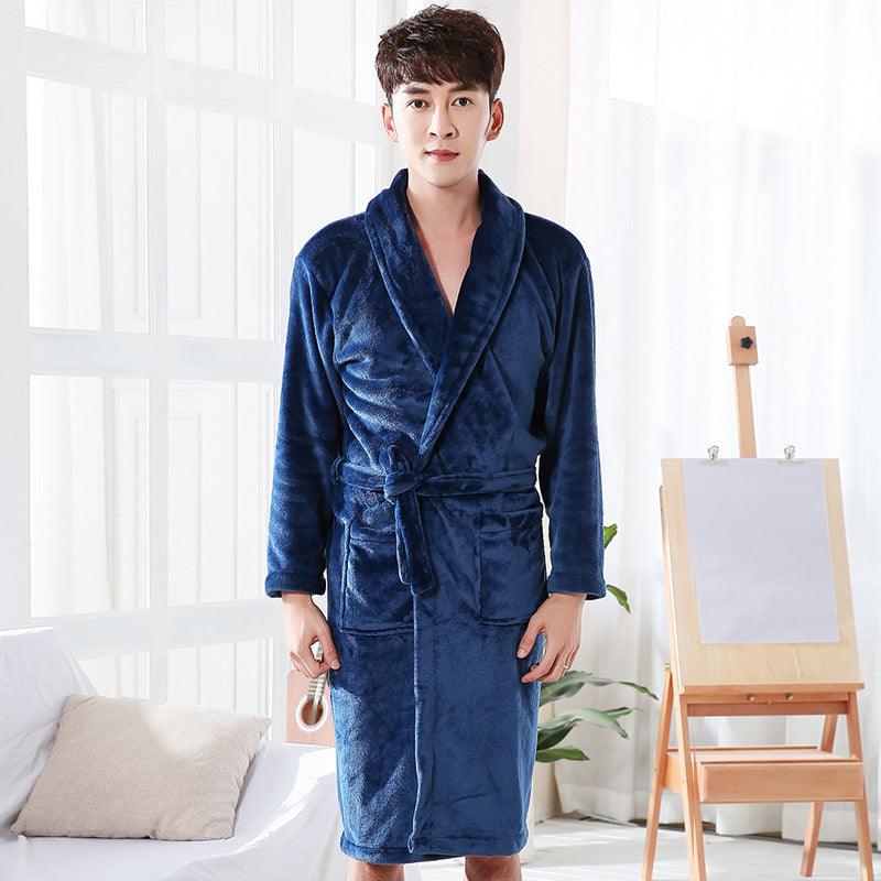 Nightgown Thickened Long-sleeved Enlarged Coral Velvet Bathrobe Mid-length - melvincucci