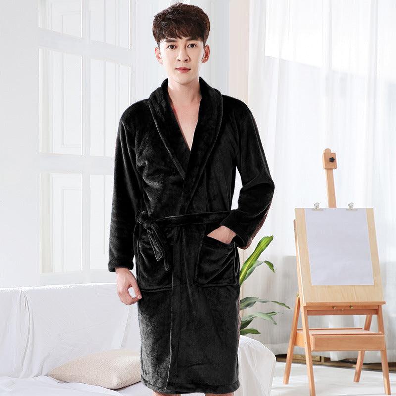 Nightgown Thickened Long-sleeved Enlarged Coral Velvet Bathrobe Mid-length - melvincucci