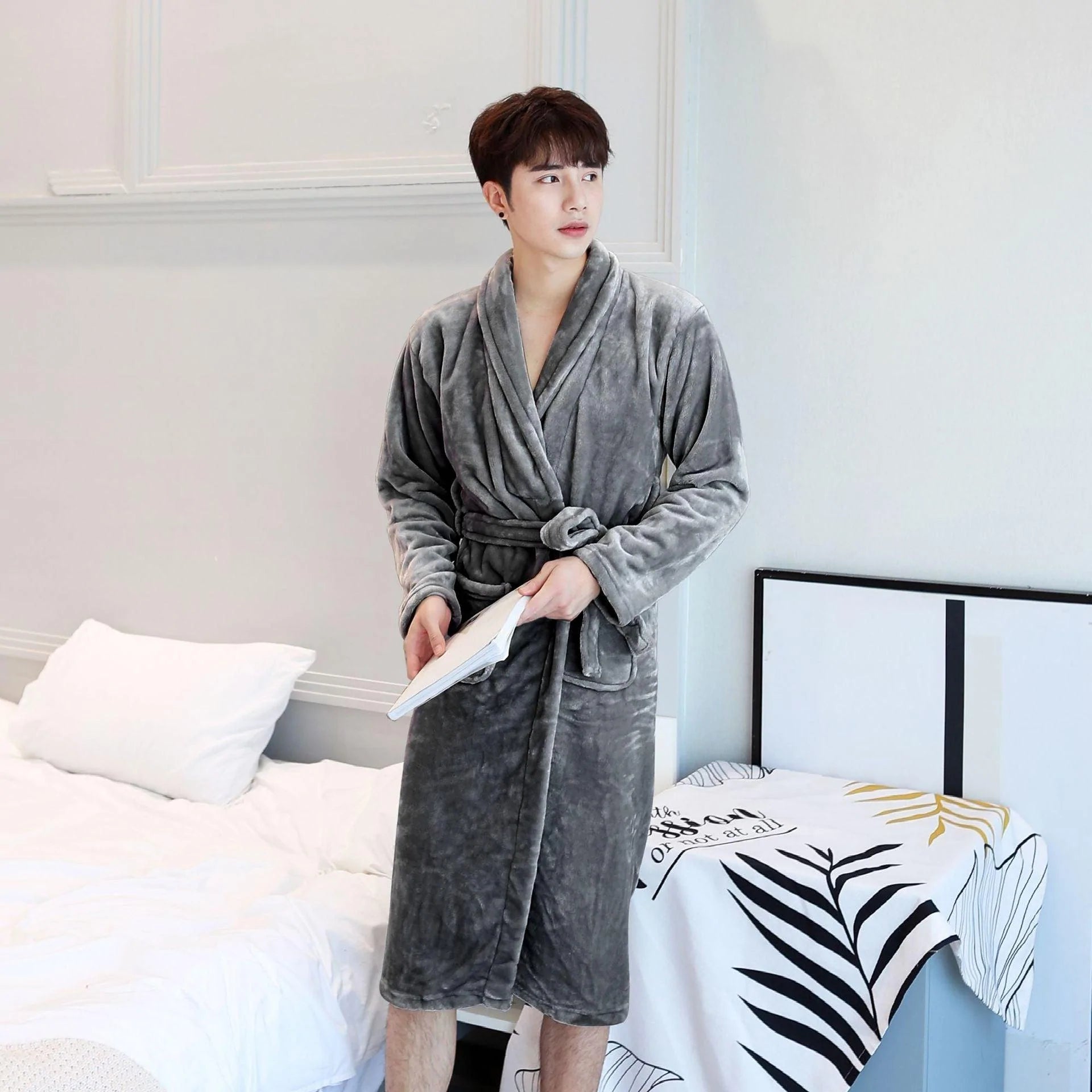 Nightgown Thickened Long-sleeved Enlarged Coral Velvet Bathrobe Mid-length - melvincucci