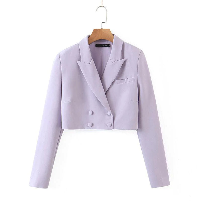 Office lady women set double-breasted button short women blazer high waist irregular shorts pants long sleeve suit women - melvincucci