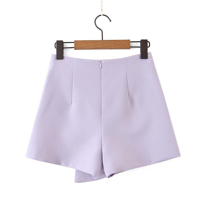 Office lady women set double-breasted button short women blazer high waist irregular shorts pants long sleeve suit women - melvincucci