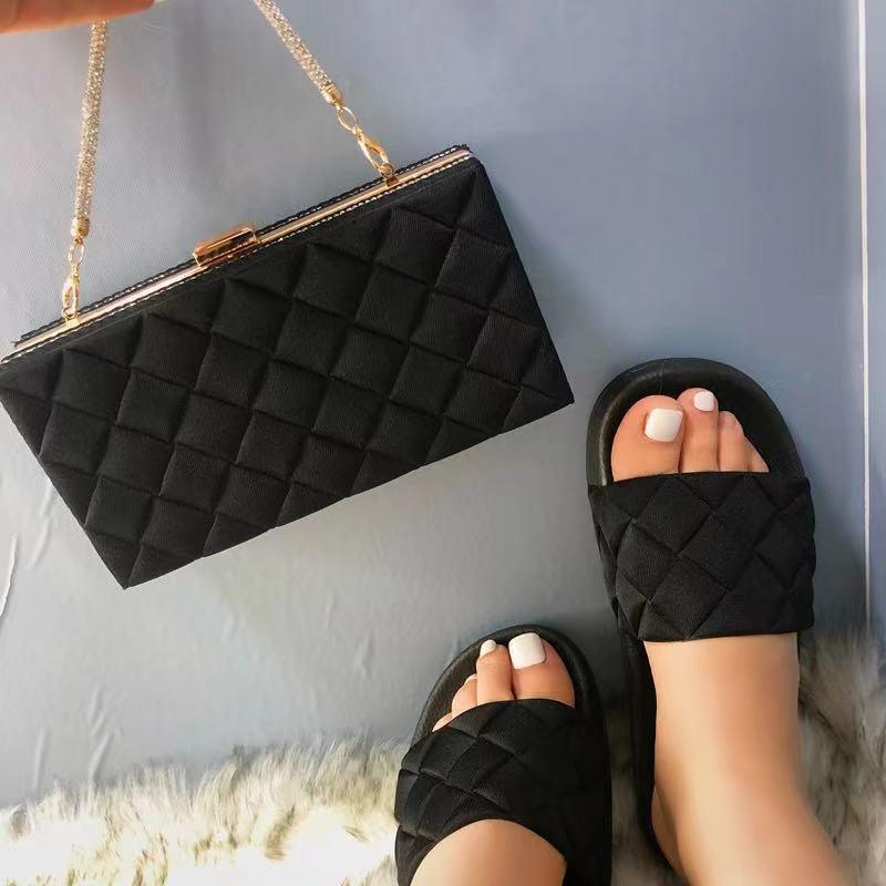 One Word Outer Wear Plaid Sandals And Slippers Plaid Shoe Bag - melvincucci