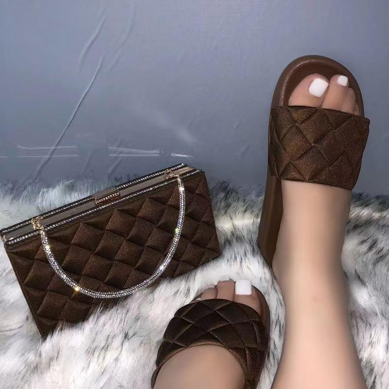 One Word Outer Wear Plaid Sandals And Slippers Plaid Shoe Bag - melvincucci