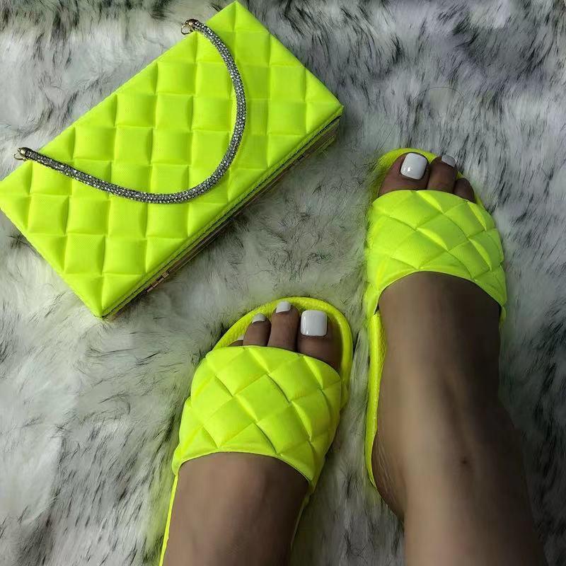 One Word Outer Wear Plaid Sandals And Slippers Plaid Shoe Bag - melvincucci