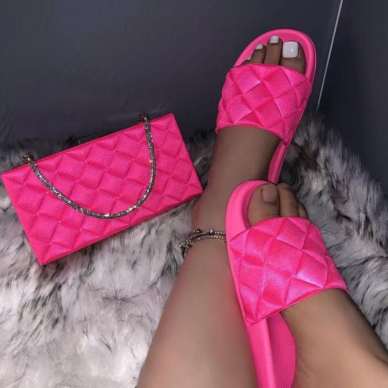 One Word Outer Wear Plaid Sandals And Slippers Plaid Shoe Bag - melvincucci