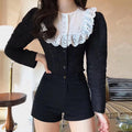 Openwork embroidered waisted one-piece top - melvincucci