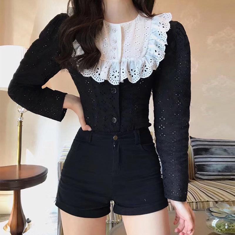 Openwork embroidered waisted one-piece top - melvincucci