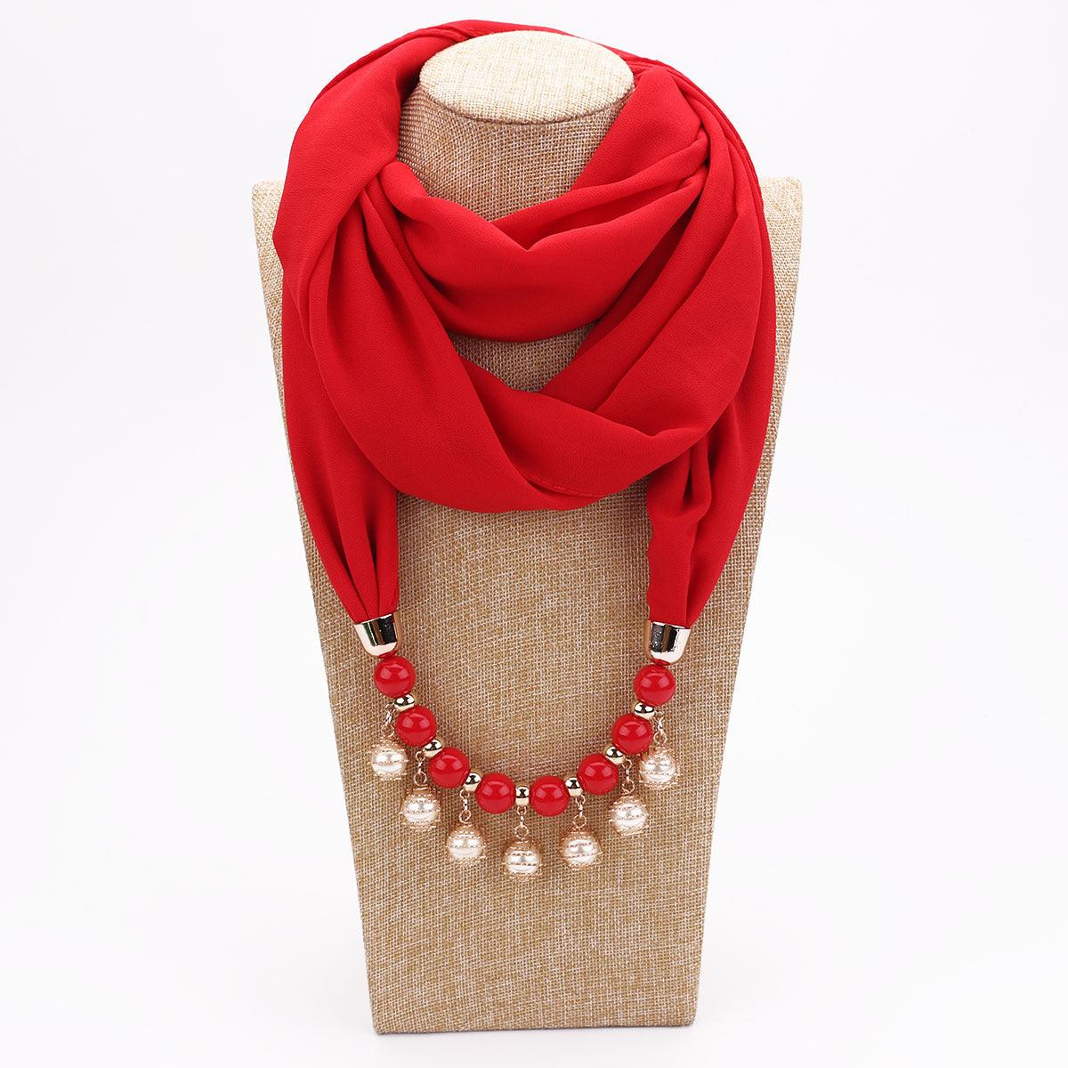 Pearl Chiffon Necklace Scarf Bib Sunscreen Women - melvincucci