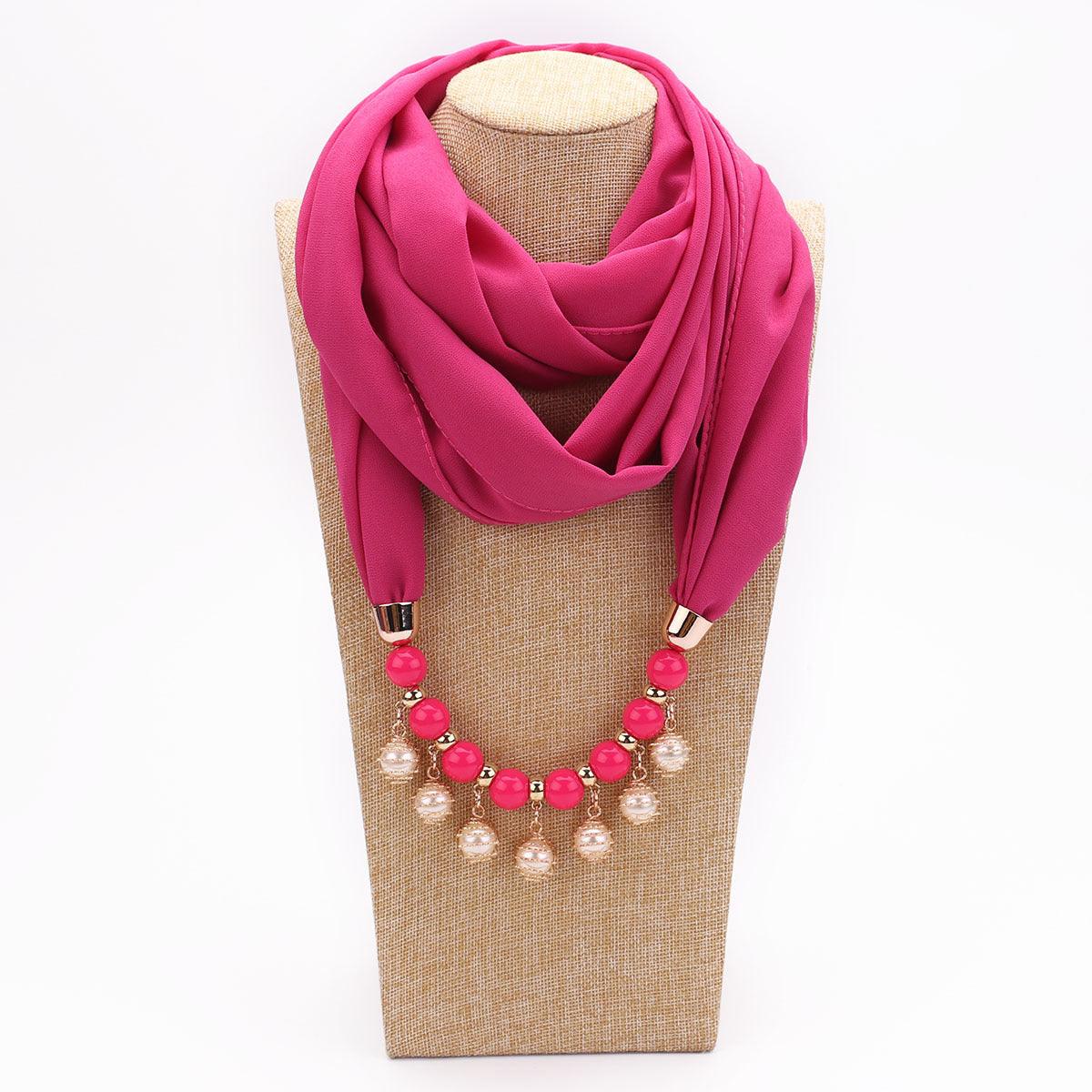 Pearl Chiffon Necklace Scarf Bib Sunscreen Women - melvincucci