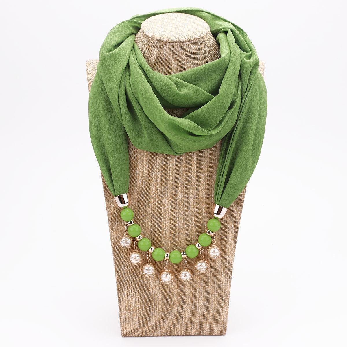 Pearl Chiffon Necklace Scarf Bib Sunscreen Women - melvincucci