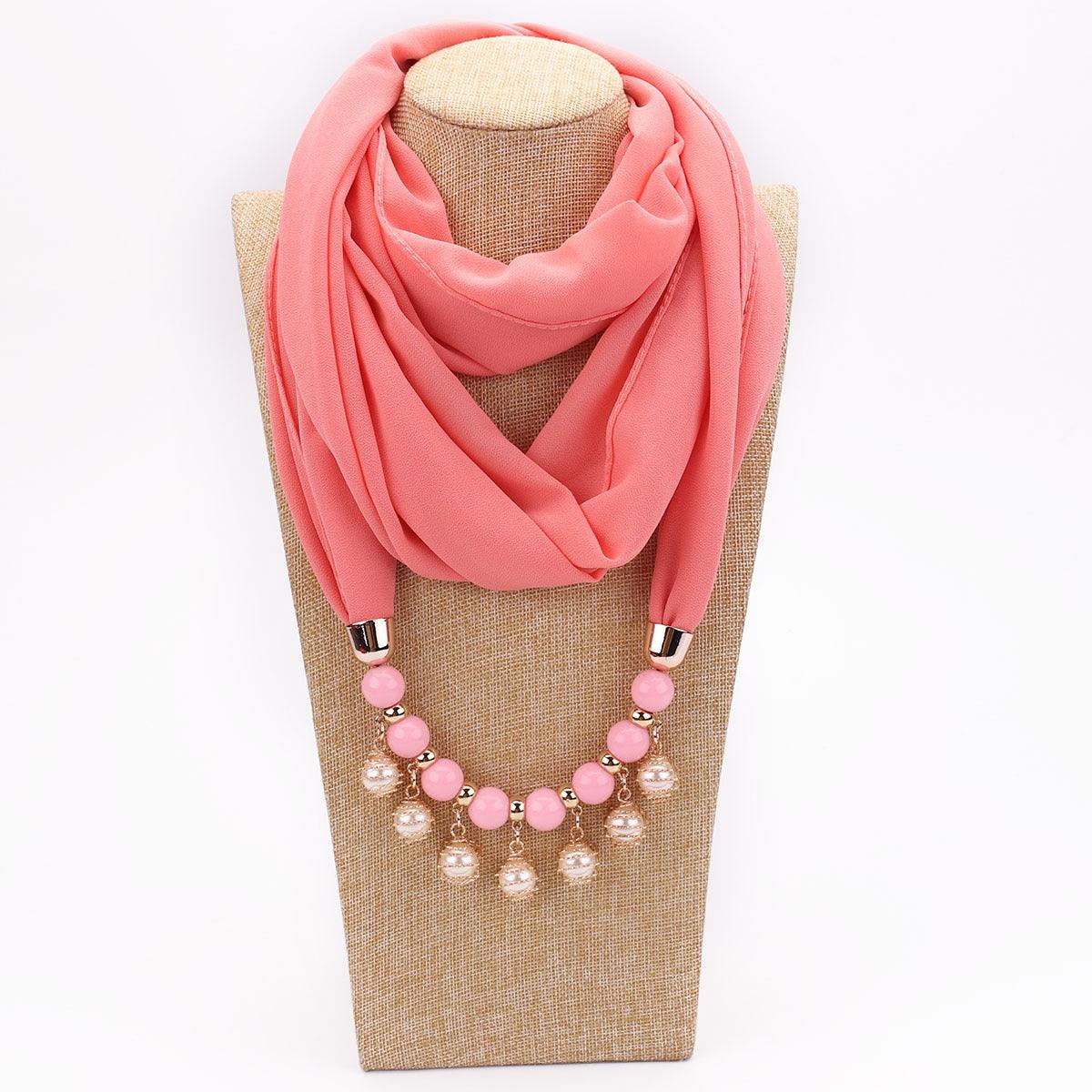 Pearl Chiffon Necklace Scarf Bib Sunscreen Women - melvincucci