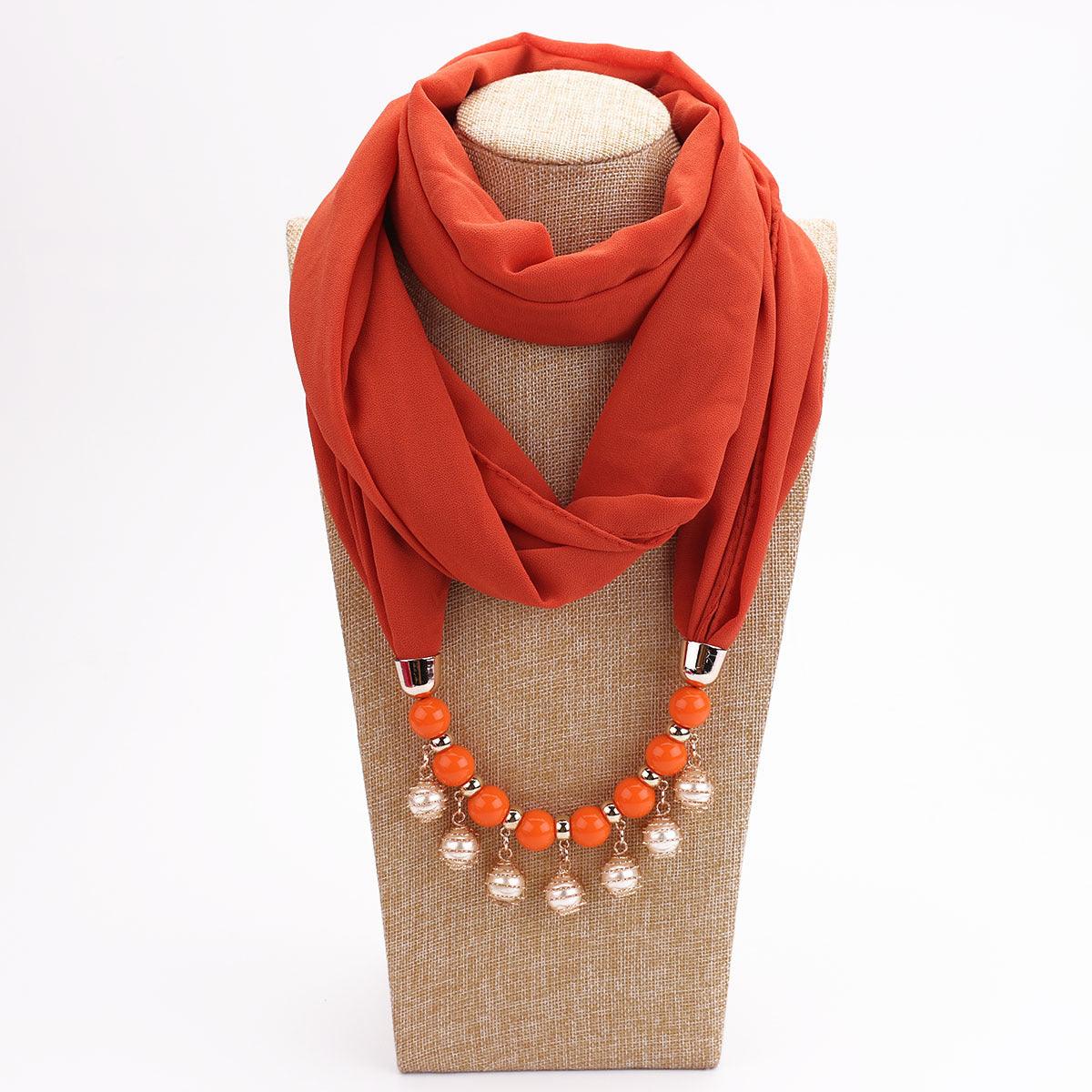 Pearl Chiffon Necklace Scarf Bib Sunscreen Women - melvincucci