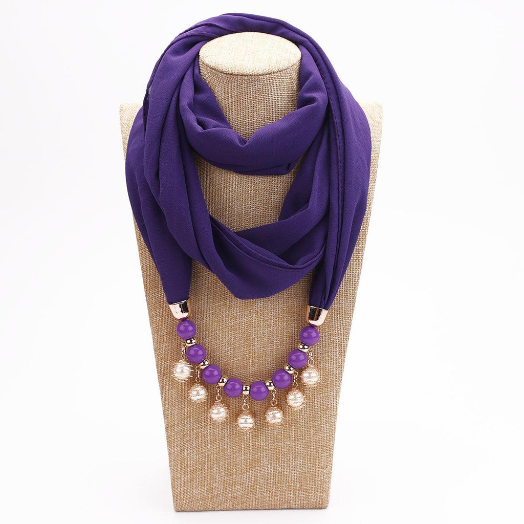 Pearl Chiffon Necklace Scarf Bib Sunscreen Women - melvincucci