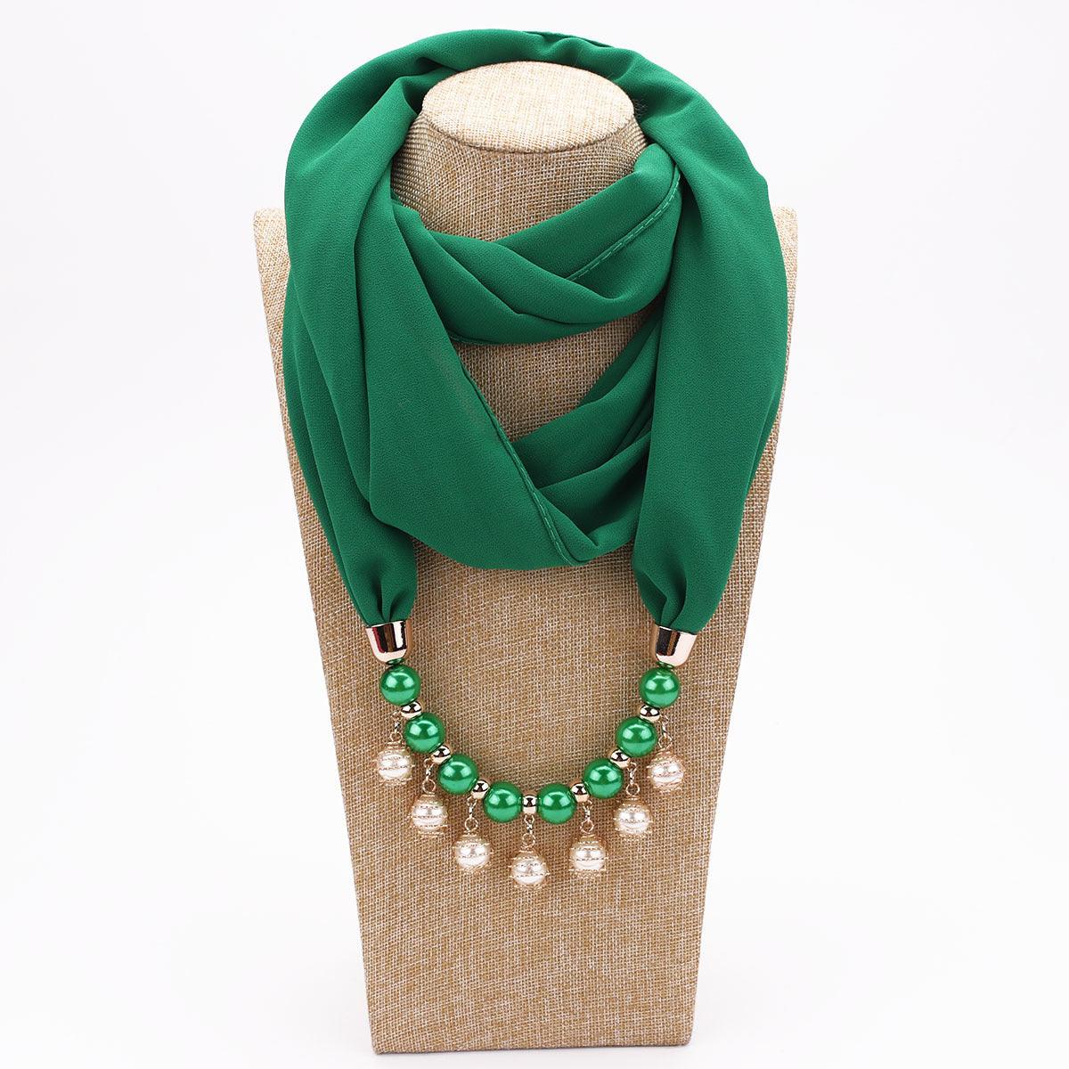 Pearl Chiffon Necklace Scarf Bib Sunscreen Women - melvincucci