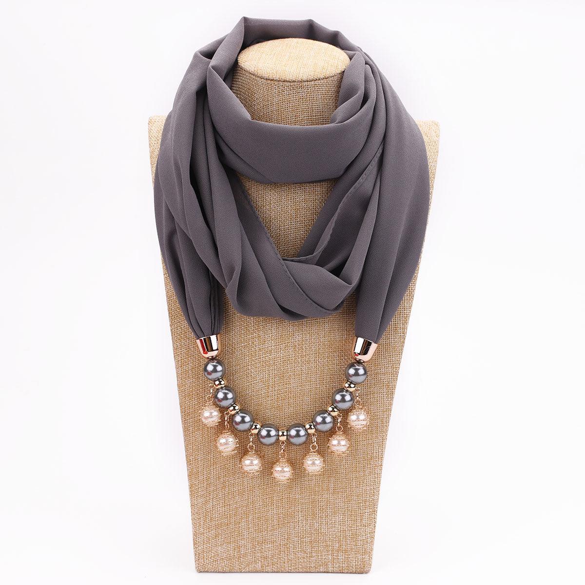 Pearl Chiffon Necklace Scarf Bib Sunscreen Women - melvincucci