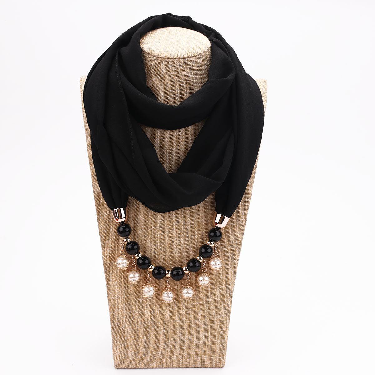 Pearl Chiffon Necklace Scarf Bib Sunscreen Women - melvincucci