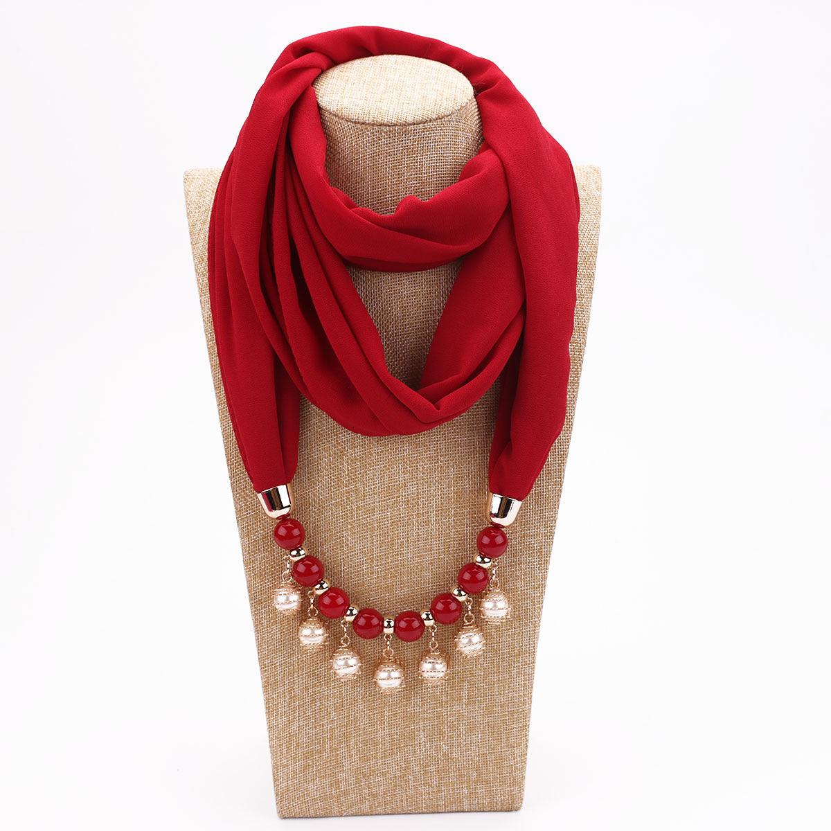 Pearl Chiffon Necklace Scarf Bib Sunscreen Women - melvincucci