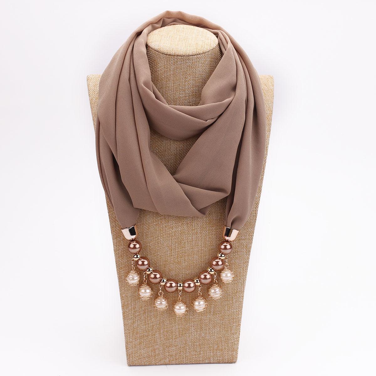 Pearl Chiffon Necklace Scarf Bib Sunscreen Women - melvincucci