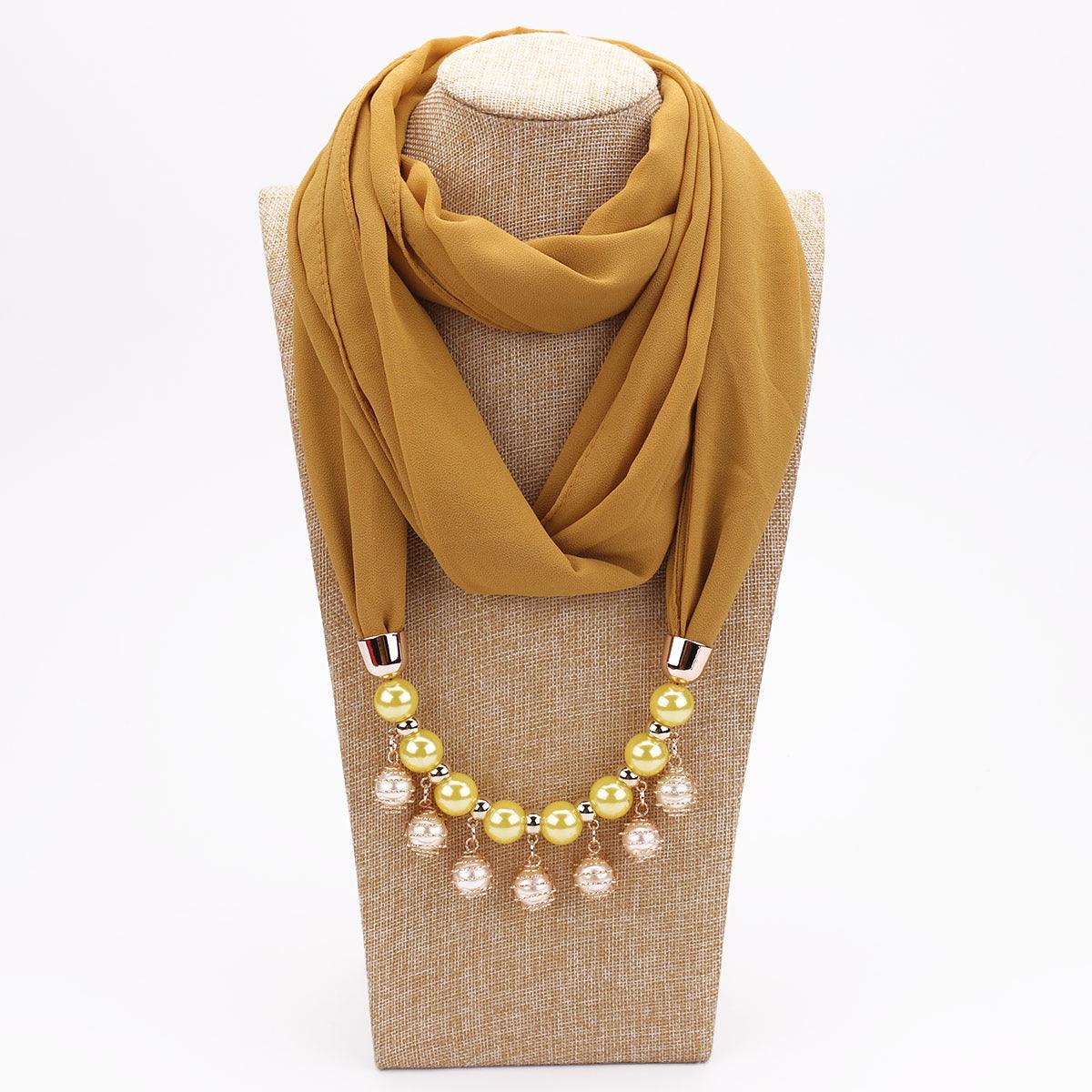Pearl Chiffon Necklace Scarf Bib Sunscreen Women - melvincucci