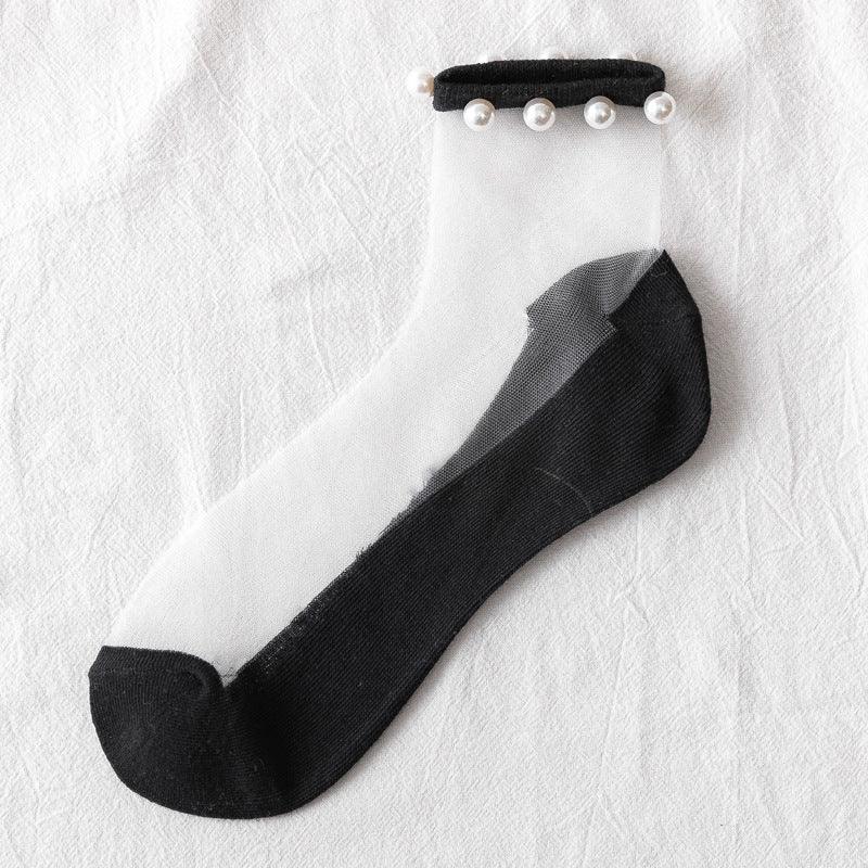 Pearl Socks Socks Socks Cotton Sweet Mesh Women Socks - melvincucci