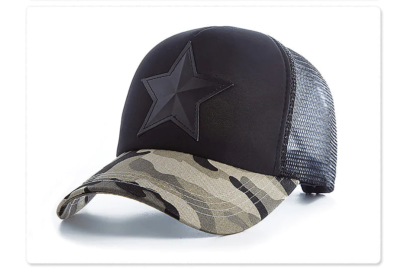 Pentagram Baseball Cap Camouflage Sun Hat Casual Hat Sun Hat Korean Men and Women Cap - melvincucci