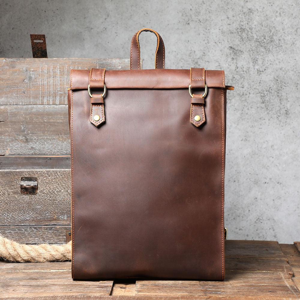 Personality Cowhide School Bag Leather Retro Men - melvincucci