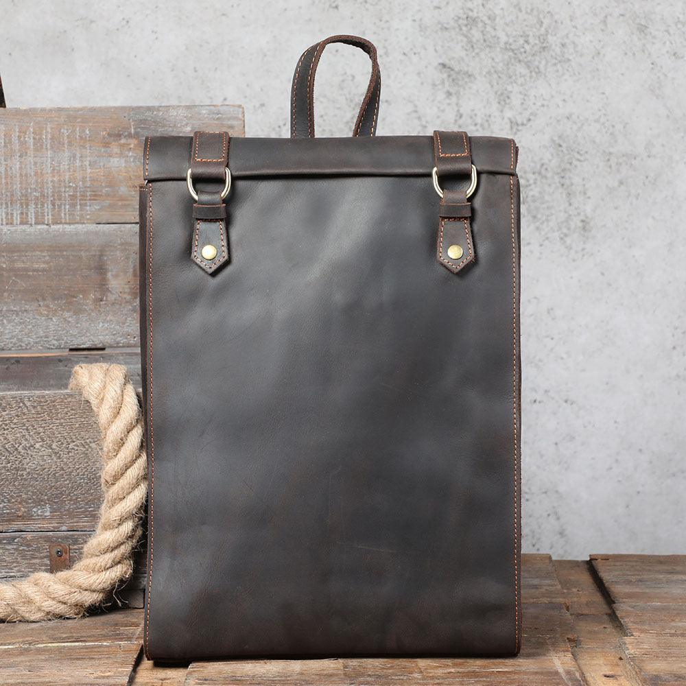 Personality Cowhide School Bag Leather Retro Men - melvincucci