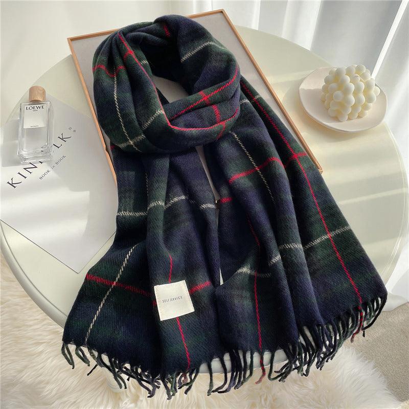 Plaid Scarf Warm And Fashionable Tassels - melvincucci
