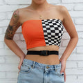 Plaid stitching tube top - melvincucci