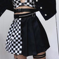 Pleated lattice stitching skirt women - melvincucci