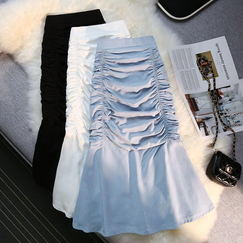 Pleated Slim Bag Hip Fishtail Skirt Women - melvincucci