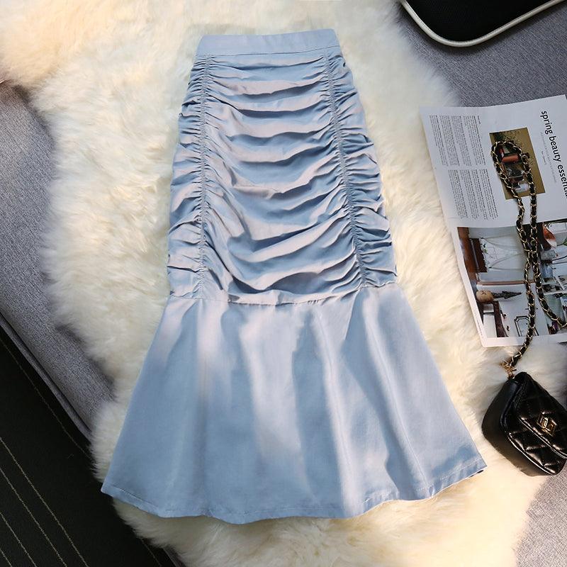 Pleated Slim Bag Hip Fishtail Skirt Women - melvincucci