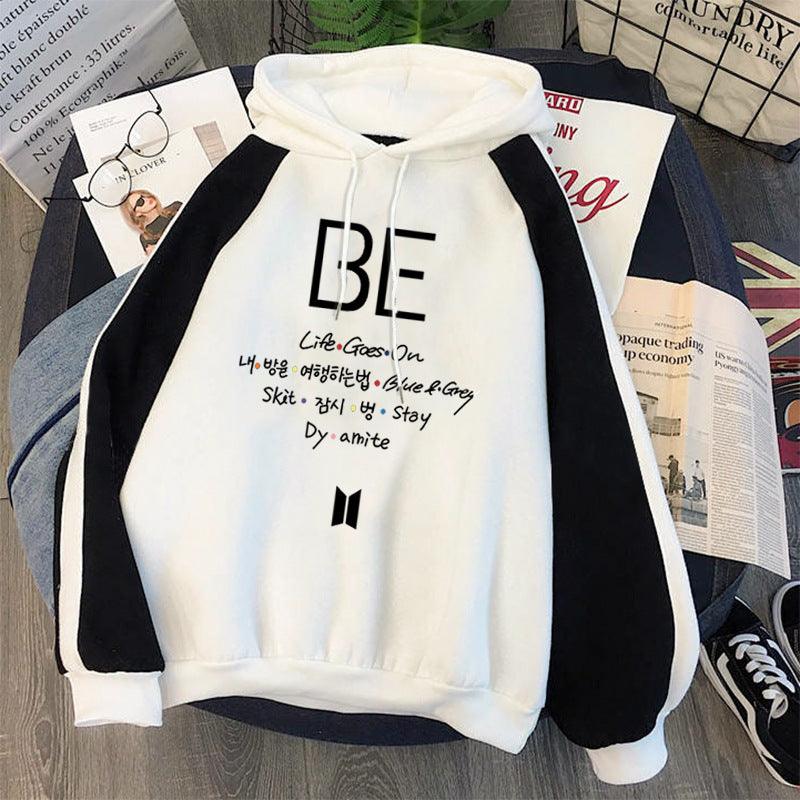 Plus Fleece Youth Color Block Hoodie BE Contrast Color Sweatshirt Women - melvincucci