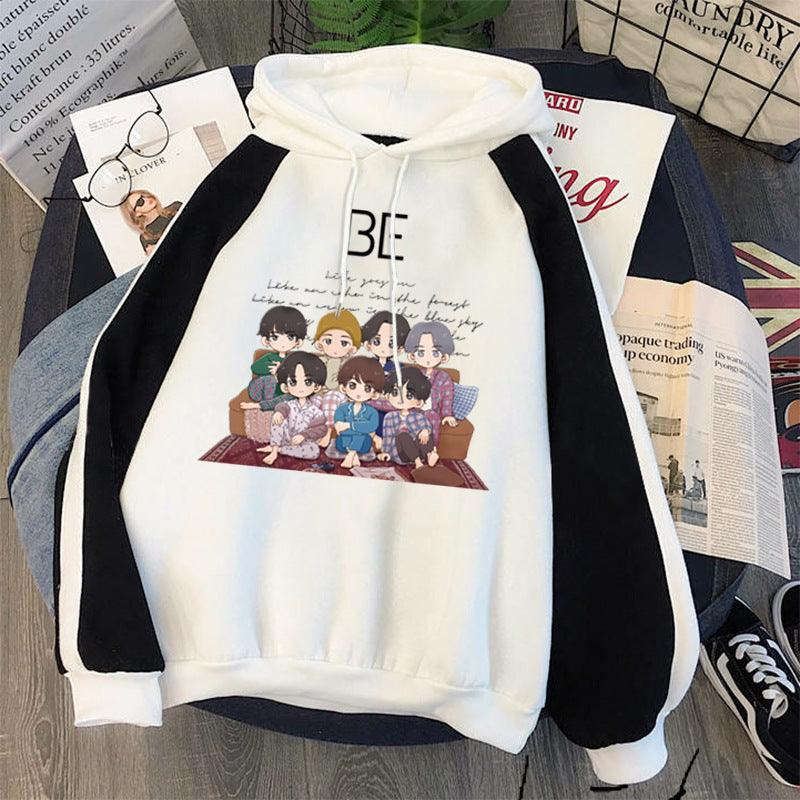 Plus Fleece Youth Color Block Hoodie BE Contrast Color Sweatshirt Women - melvincucci