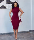 Plus Size African Women Dress Sleeveless Summer Dresses 2021 New Fashion Splicing Skinny Package Hip Birthday Party Dresses - melvincucci