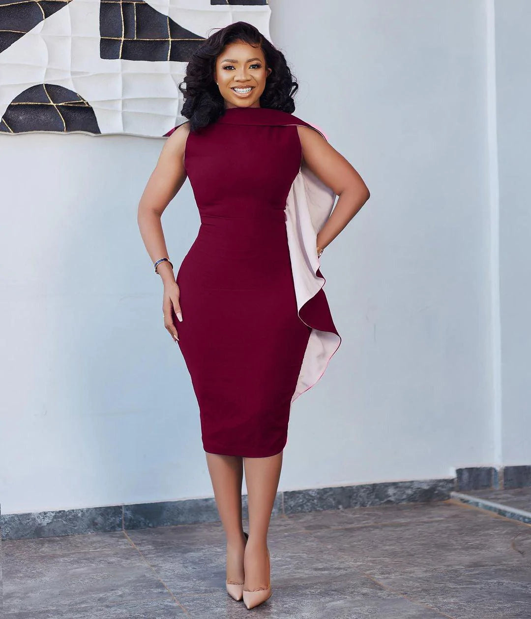 Plus Size African Women Dress Sleeveless Summer Dresses 2021 New Fashion Splicing Skinny Package Hip Birthday Party Dresses - melvincucci