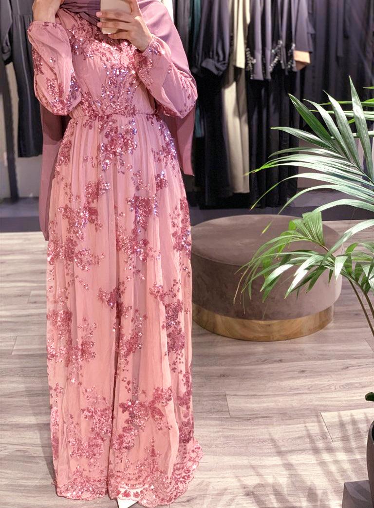 Plus Size Muslim Fashion Lace Sequin Abaya Dubai Dress For Women Turkey Robe Evening Maxi Dresses Islam Clothing Vestidos Largos - melvincucci