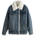 Plush Thick Lamb Wool Denim Jacket Women Short - melvincucci