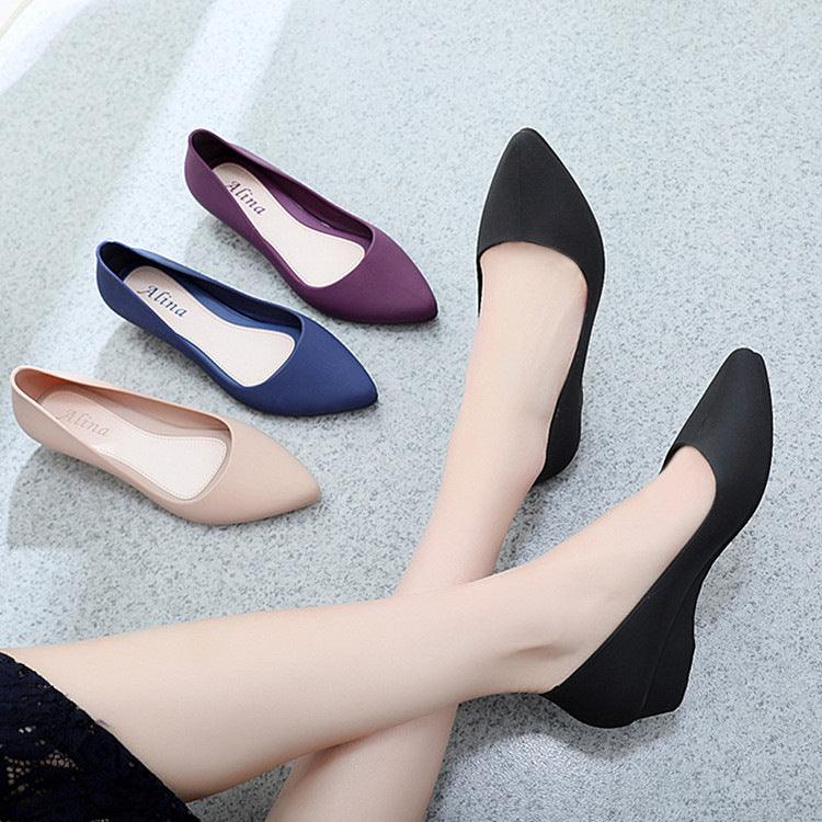 Pointed-toe single-shoe wedge soft-soled work shoes - melvincucci