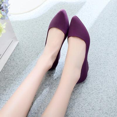 Pointed-toe single-shoe wedge soft-soled work shoes - melvincucci