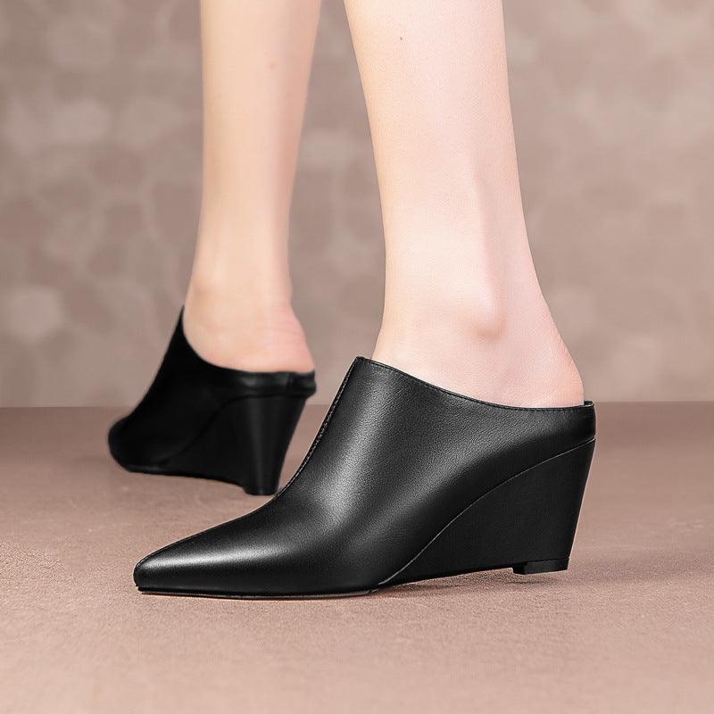 Pointed Toe Wedge Flat Shoes Shoe Covers Foot Mules - melvincucci