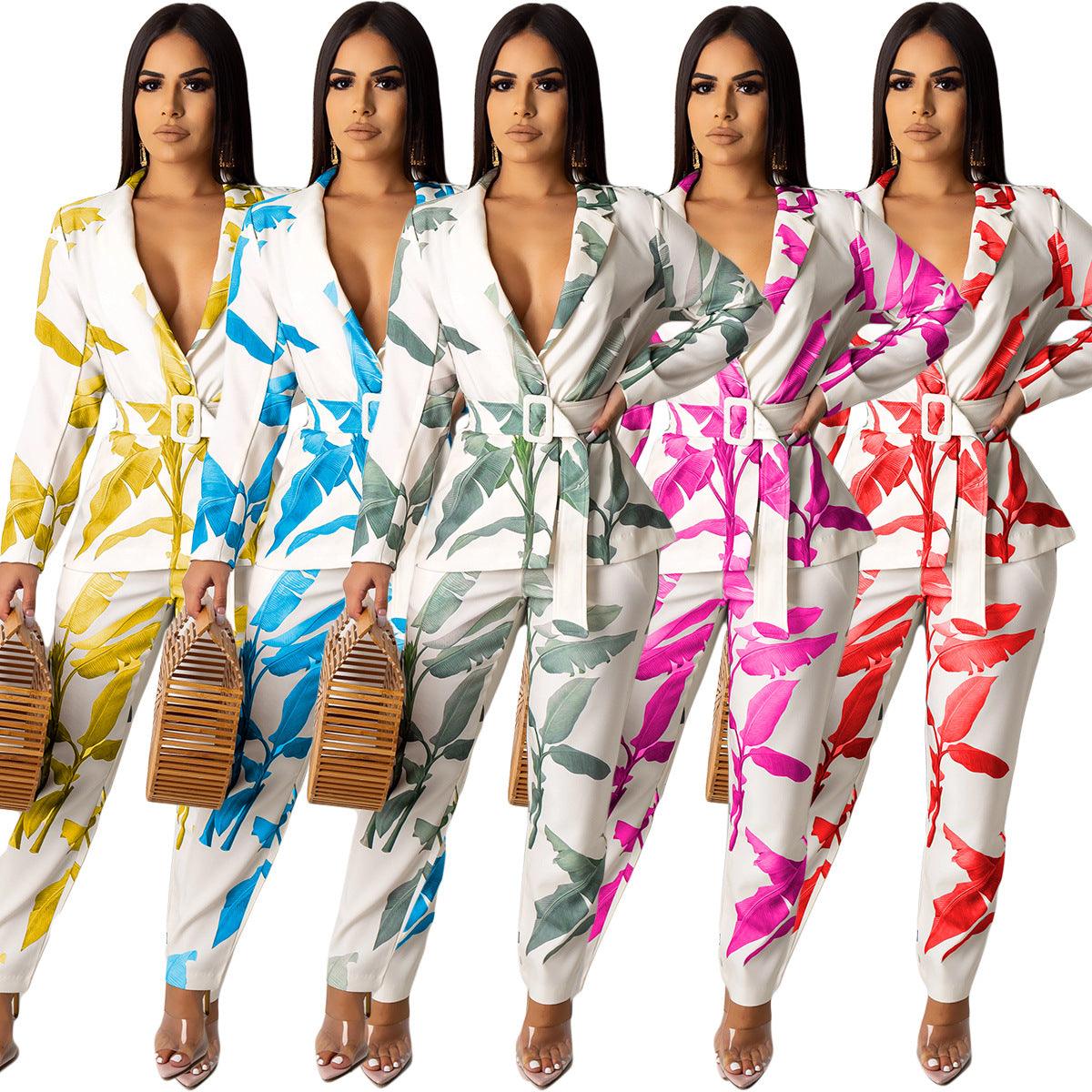 Print jacket+trouser suit Long Sleeve Pant - melvincucci